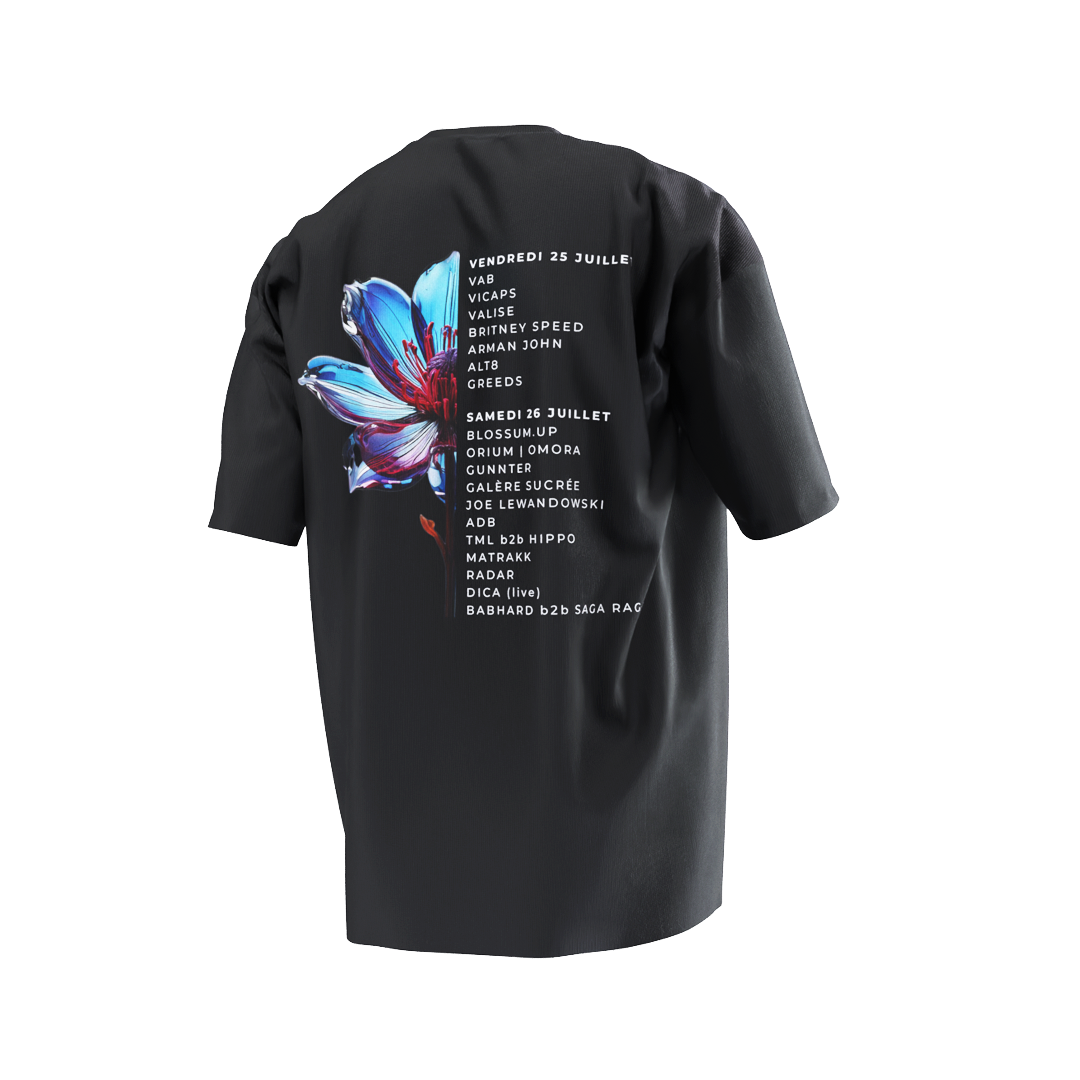 Tee noir - Floral Line-Up (précommande)